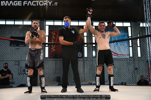 2022-05-07 Milano in the Cage 8 04955 Timothy Baranzini-Ovidio Lucutar - MMA 70kg